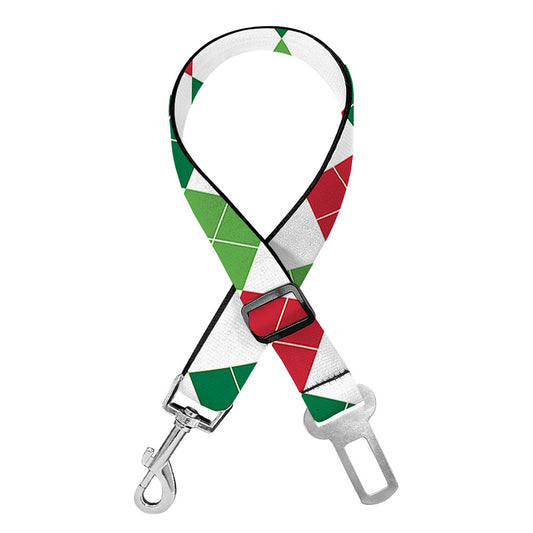 Merry Christmas Argyle Pattern Print Dog Seat Belt
