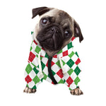 Merry Christmas Argyle Pattern Print Dog Zip Up Hoodie