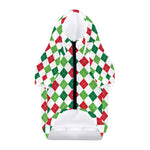 Merry Christmas Argyle Pattern Print Dog Zip Up Hoodie