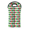 Merry Christmas Argyle Pattern Print Double Neoprene Wine Tote