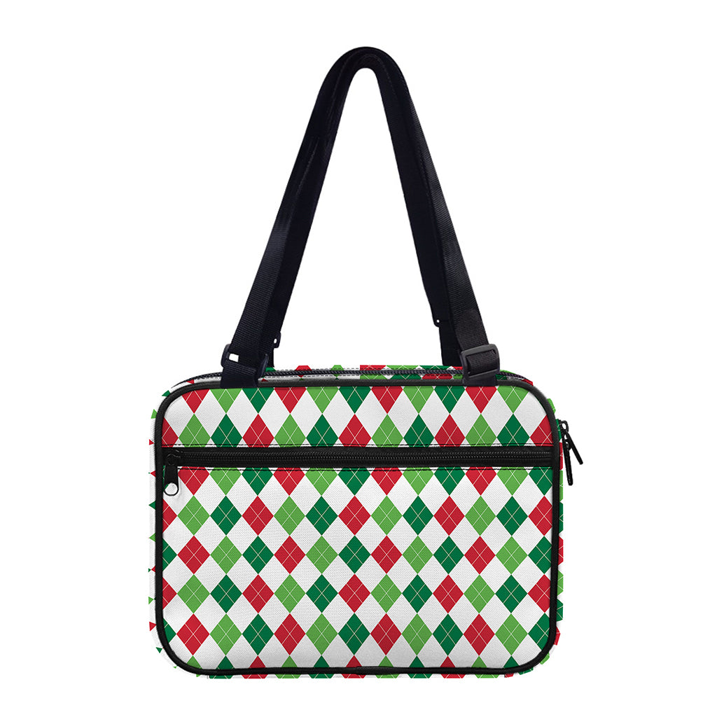 Merry Christmas Argyle Pattern Print Double Strap Bible Bag