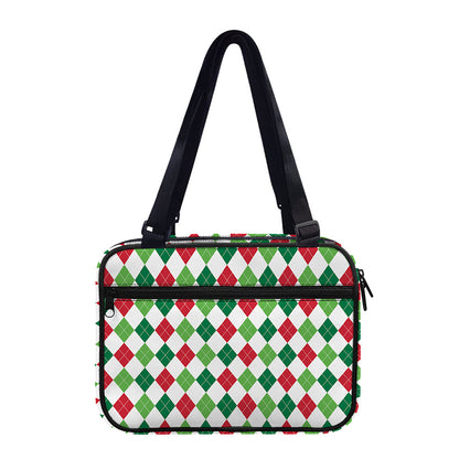 Merry Christmas Argyle Pattern Print Double Strap Bible Bag