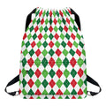 Merry Christmas Argyle Pattern Print Drawstring Backpack
