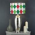Merry Christmas Argyle Pattern Print Drum Lamp Shade