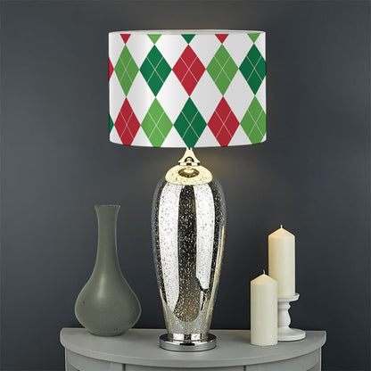 Merry Christmas Argyle Pattern Print Drum Lamp Shade