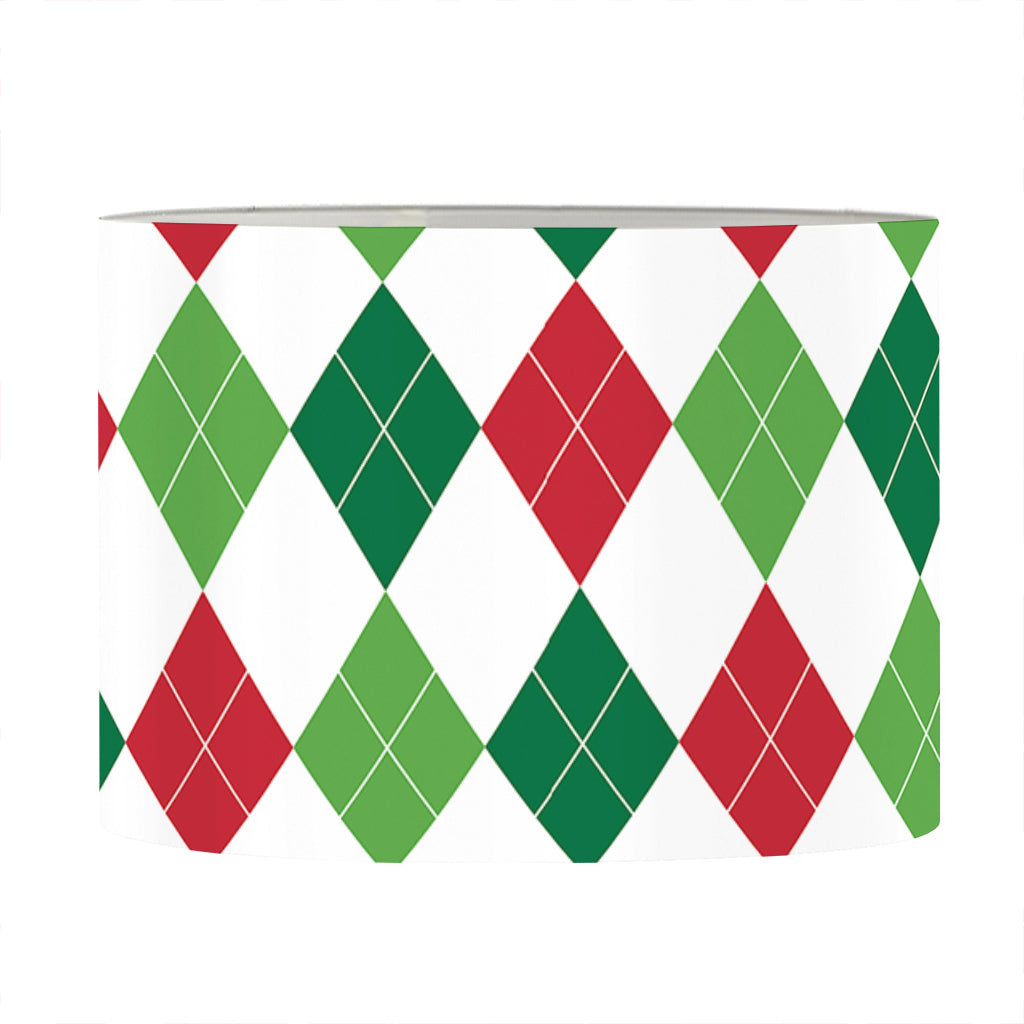 Merry Christmas Argyle Pattern Print Drum Lamp Shade