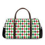 Merry Christmas Argyle Pattern Print Duffle Bag