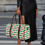 Merry Christmas Argyle Pattern Print Duffle Bag
