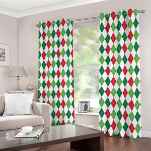 Merry Christmas Argyle Pattern Print Extra Wide Grommet Curtains