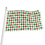 Merry Christmas Argyle Pattern Print Flag