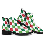 Merry Christmas Argyle Pattern Print Flat Ankle Boots