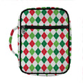 Merry Christmas Argyle Pattern Print Front Pocket Bible Bag