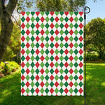Merry Christmas Argyle Pattern Print Garden Flag