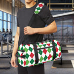 Merry Christmas Argyle Pattern Print Gym Bag
