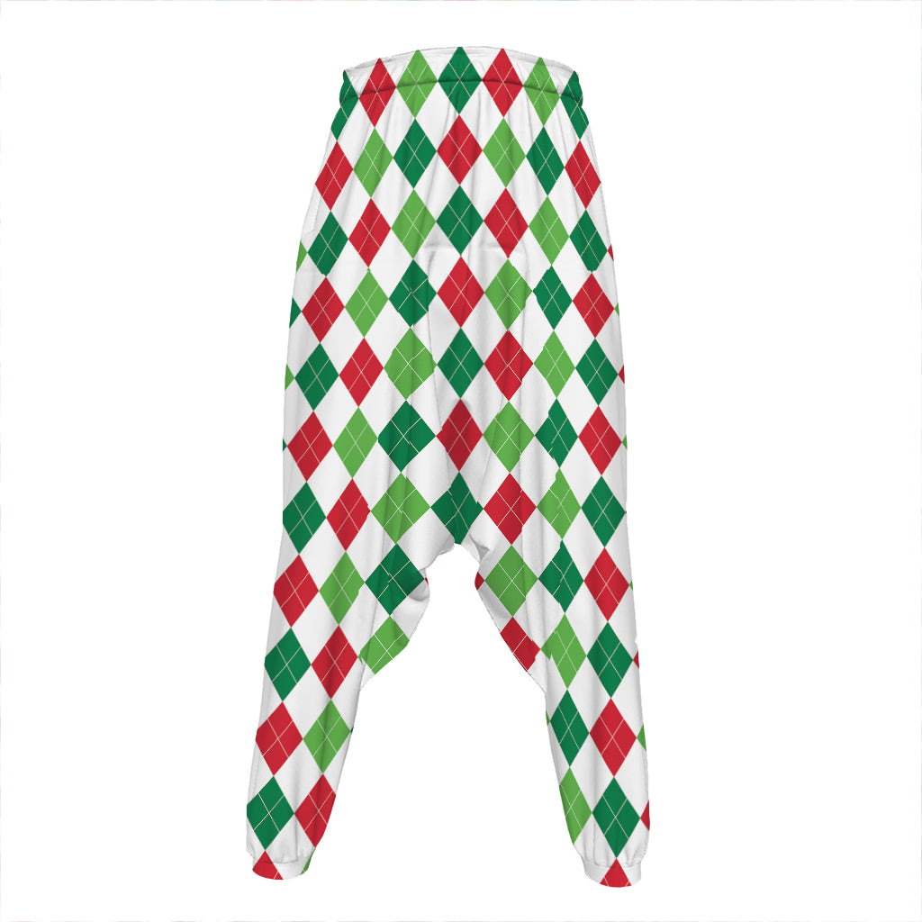 Merry Christmas Argyle Pattern Print Hammer Pants