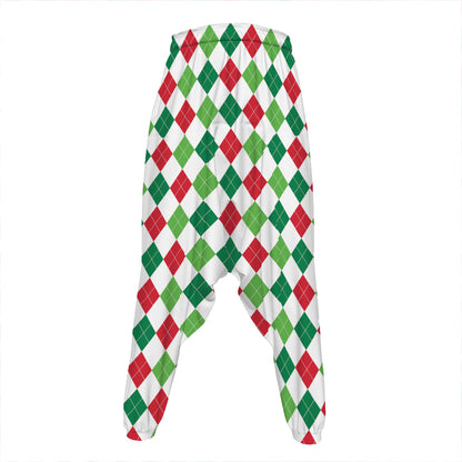 Merry Christmas Argyle Pattern Print Hammer Pants