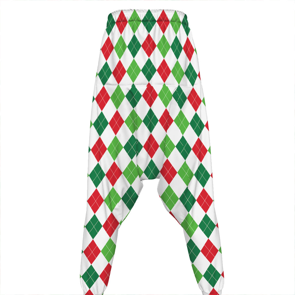 Merry Christmas Argyle Pattern Print Hammer Pants