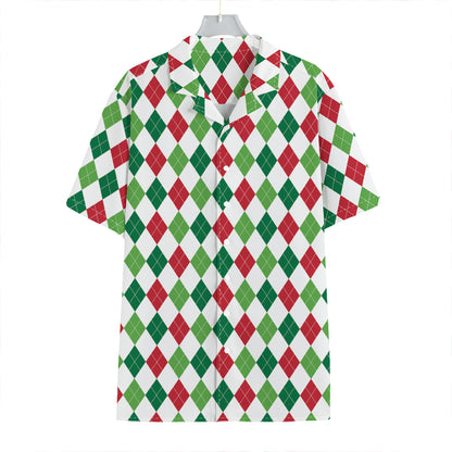 Merry Christmas Argyle Pattern Print Hawaiian Shirt