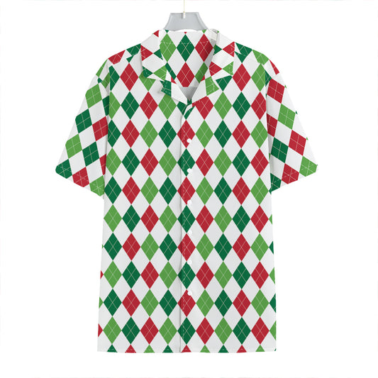 Merry Christmas Argyle Pattern Print Hawaiian Shirt