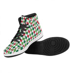 Merry Christmas Argyle Pattern Print High Top Leather Sneakers