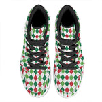 Merry Christmas Argyle Pattern Print High Top Leather Sneakers