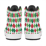 Merry Christmas Argyle Pattern Print High Top Leather Sneakers
