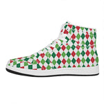 Merry Christmas Argyle Pattern Print High Top Leather Sneakers