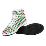 Merry Christmas Argyle Pattern Print High Top Leather Sneakers