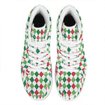 Merry Christmas Argyle Pattern Print High Top Leather Sneakers