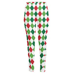 Merry Christmas Argyle Pattern Print High-Waisted Pocket Leggings