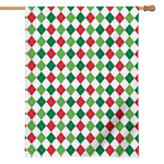 Merry Christmas Argyle Pattern Print House Flag
