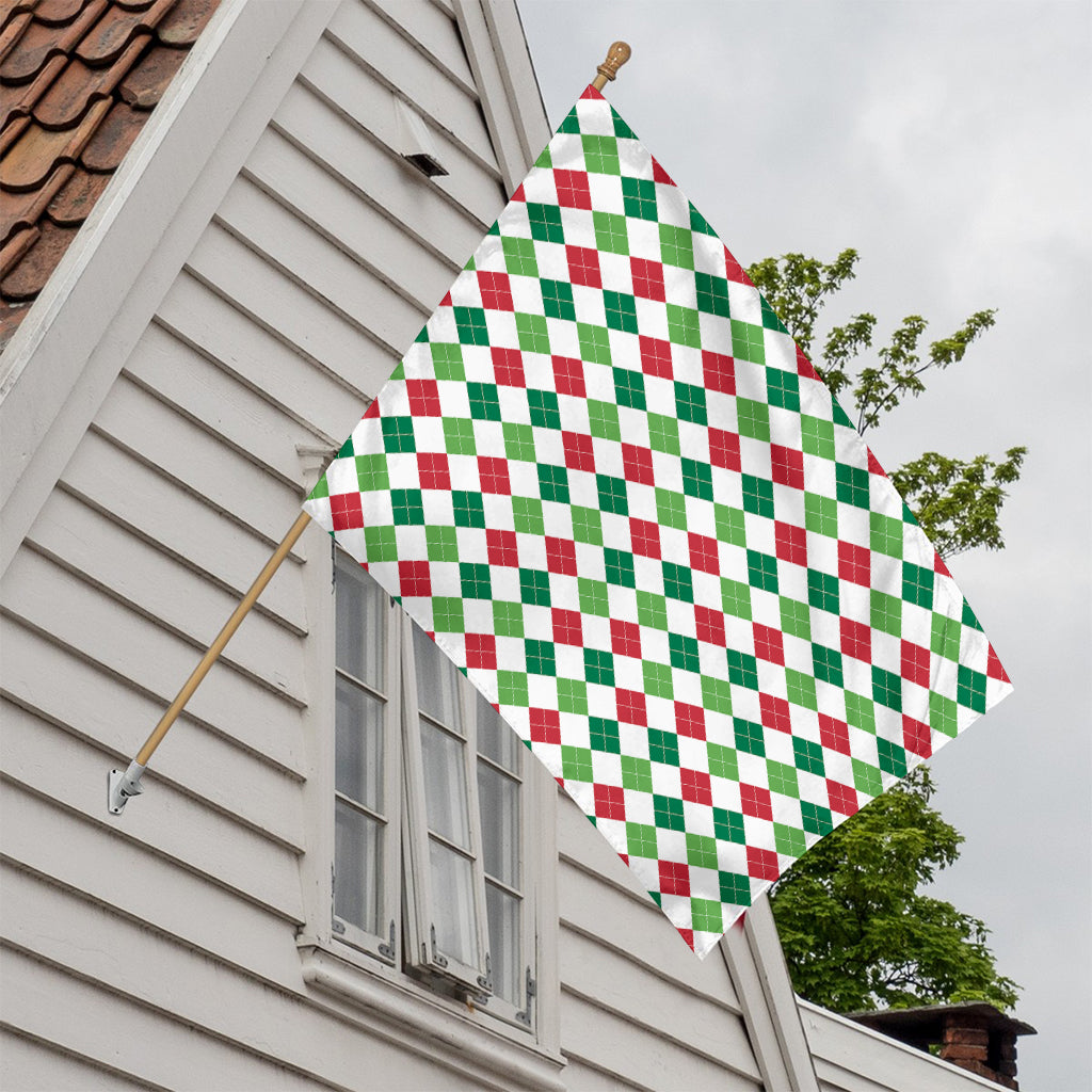 Merry Christmas Argyle Pattern Print House Flag