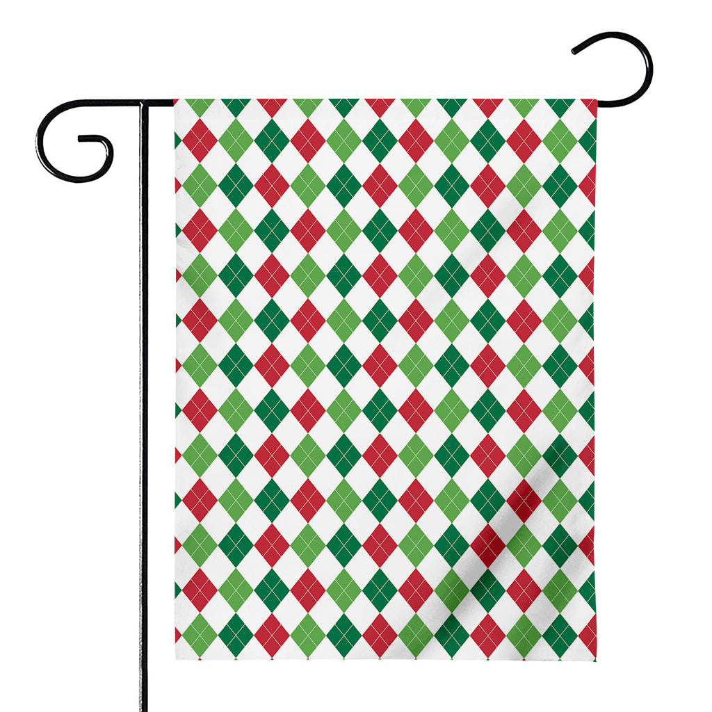 Merry Christmas Argyle Pattern Print House Flag