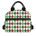 Merry Christmas Argyle Pattern Print Insulated Lunch Bag