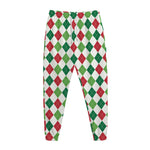 Merry Christmas Argyle Pattern Print Jogger Pants