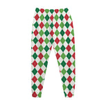 Merry Christmas Argyle Pattern Print Jogger Pants