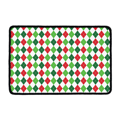 Merry Christmas Argyle Pattern Print Kitchen Mat