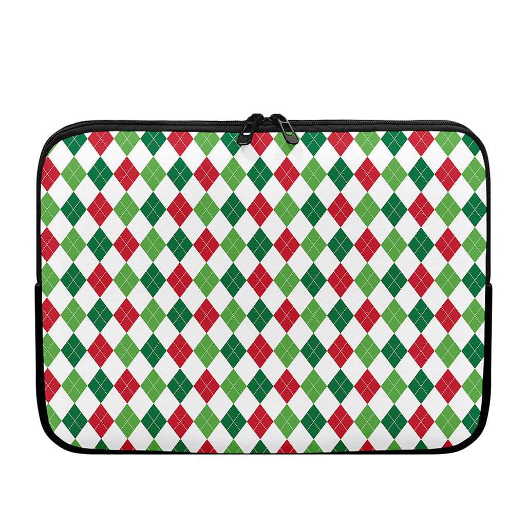 Merry Christmas Argyle Pattern Print Laptop Sleeve