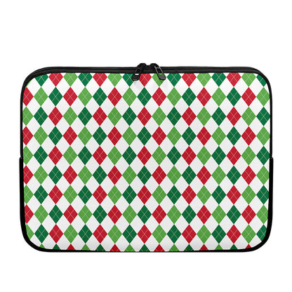 Merry Christmas Argyle Pattern Print Laptop Sleeve
