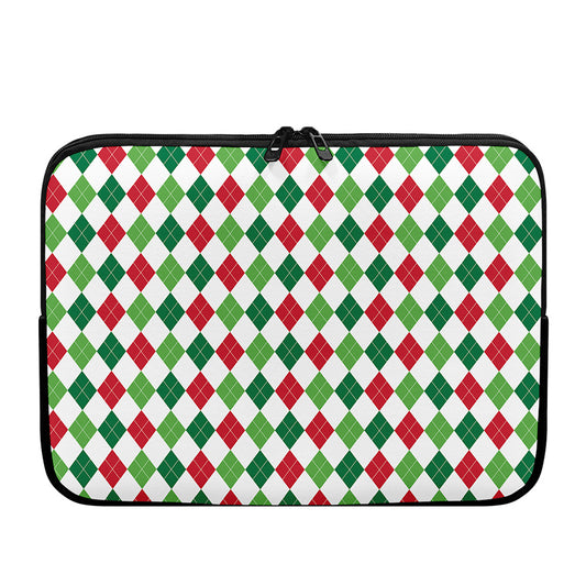 Merry Christmas Argyle Pattern Print Laptop Sleeve
