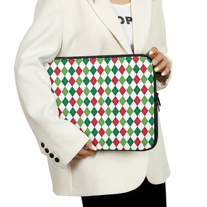 Merry Christmas Argyle Pattern Print Laptop Sleeve
