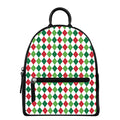 Merry Christmas Argyle Pattern Print Leather Backpack