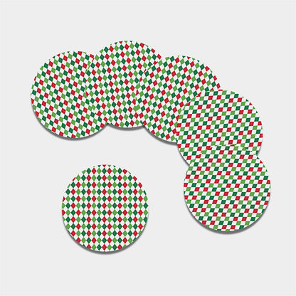 Merry Christmas Argyle Pattern Print Leather Coaster Set