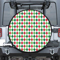 Merry Christmas Argyle Pattern Print Leather Spare Tire Cover