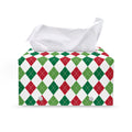Merry Christmas Argyle Pattern Print Leather Tissue Box Cover