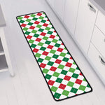 Merry Christmas Argyle Pattern Print Long Kitchen Mat