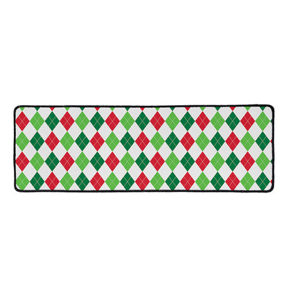 Merry Christmas Argyle Pattern Print Long Kitchen Mat
