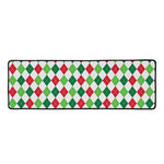 Merry Christmas Argyle Pattern Print Long Kitchen Mat