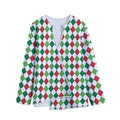 Merry Christmas Argyle Pattern Print Long Sleeve Short Coat