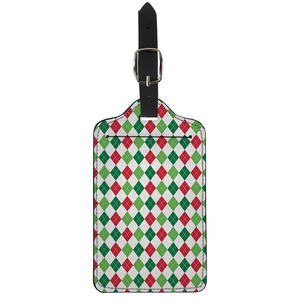 Merry Christmas Argyle Pattern Print Luggage Tag